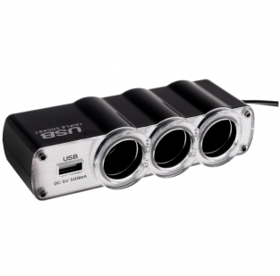 Triple met USB 12 Volt autolader